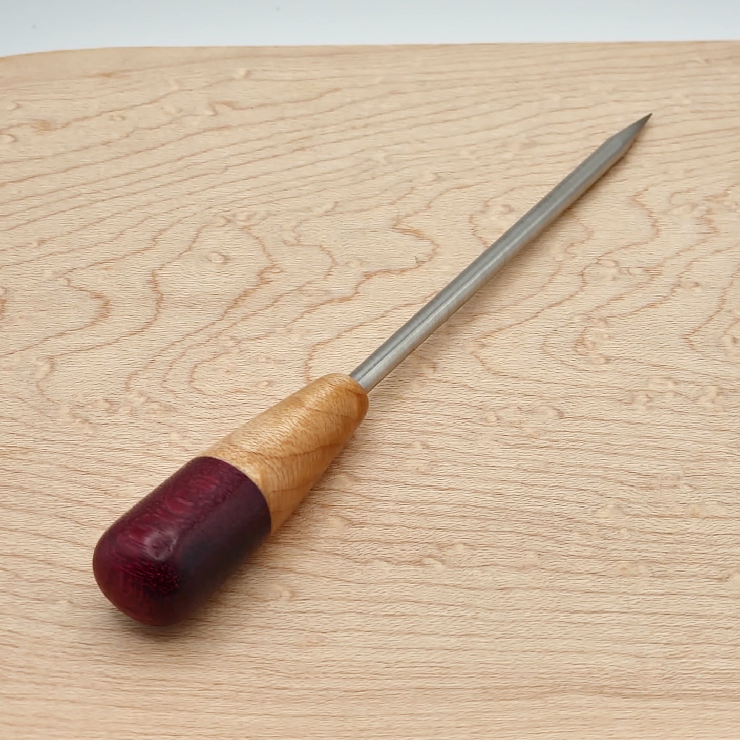Medium Bird's Eye Maple and Purpleheart with Titanium - Poker / Stir Tool / Dabber