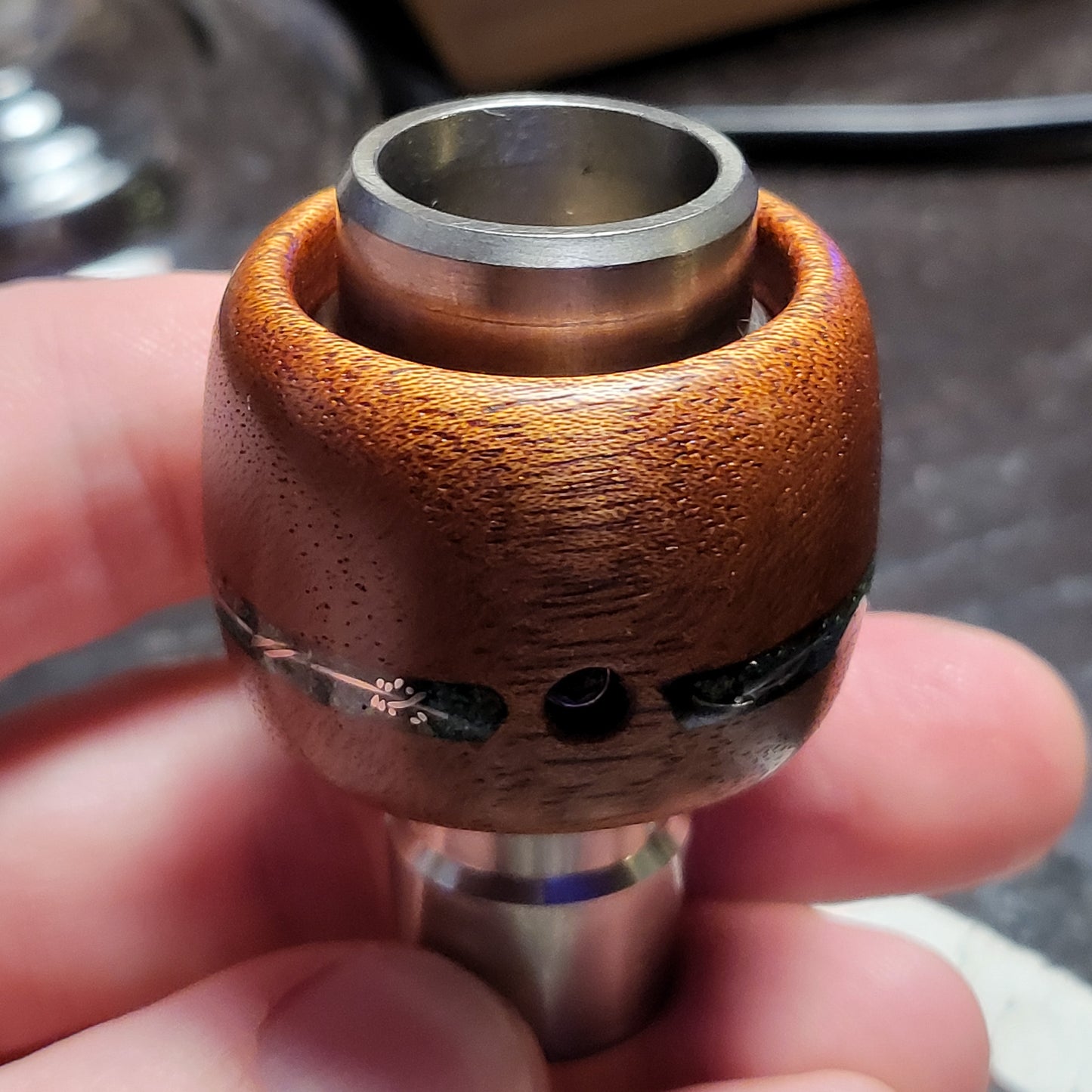 Mahogany with Titanium and Opal Inlay - Shovelhead Sleeve