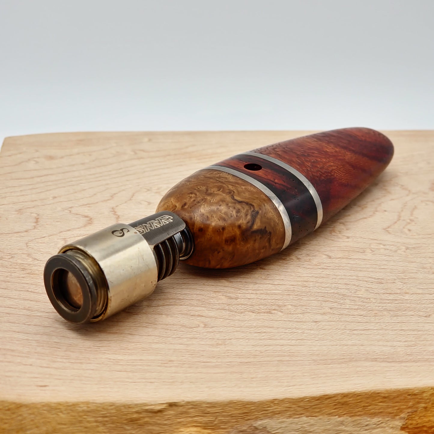 Flat Stem in Mahogany, Cocobolo, Maple Burl, and Titanium - Dynavap Hyperdyn Stem