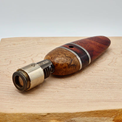 Flat Stem in Mahogany, Cocobolo, Maple Burl, and Titanium - Dynavap Hyperdyn Stem