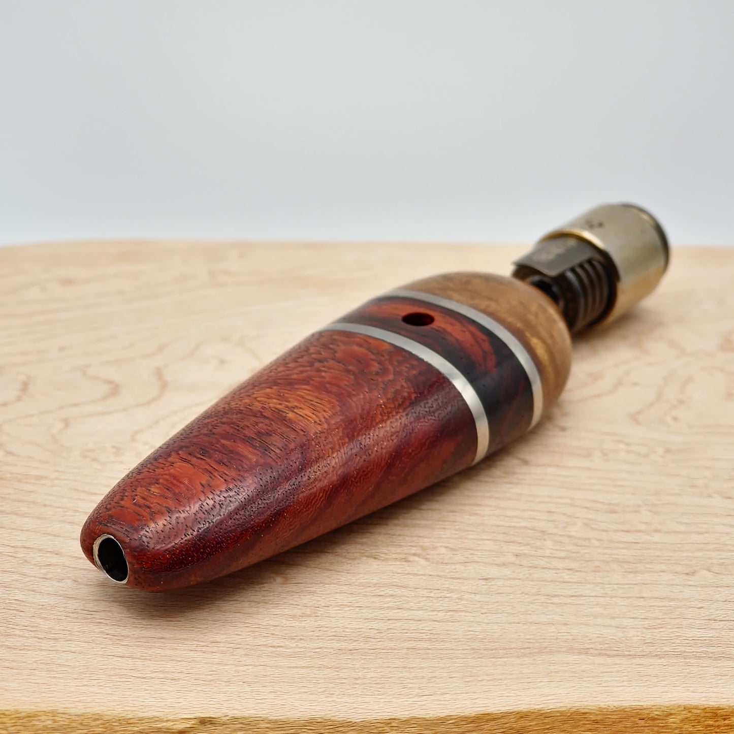 Flat Stem in Mahogany, Cocobolo, Maple Burl, and Titanium - Dynavap Hyperdyn Stem