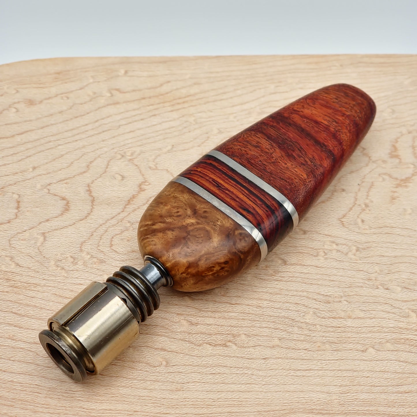 Flat Stem in Mahogany, Cocobolo, Maple Burl, and Titanium - Dynavap Hyperdyn Stem