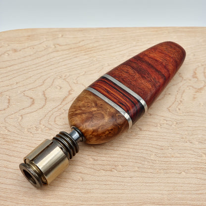 Flat Stem in Mahogany, Cocobolo, Maple Burl, and Titanium - Dynavap Hyperdyn Stem