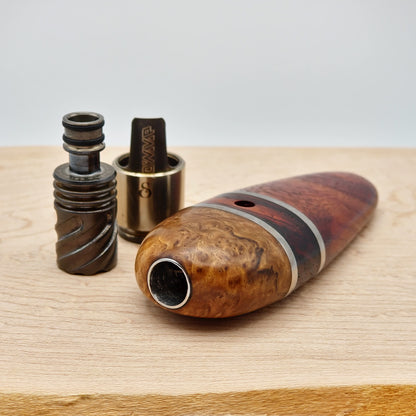 Flat Stem in Mahogany, Cocobolo, Maple Burl, and Titanium - Dynavap Hyperdyn Stem