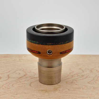 Ebony and Birdseye Maple with Black Fire and Ruby Red Opal Inlay - TKO Infinity Sleeve