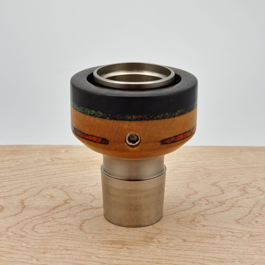 Ebony and Birdseye Maple with Black Fire and Ruby Red Opal Inlay - TKO Infinity Sleeve